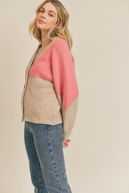 Color block Cardigan Sweater