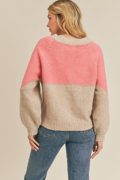 Color block Cardigan Sweater