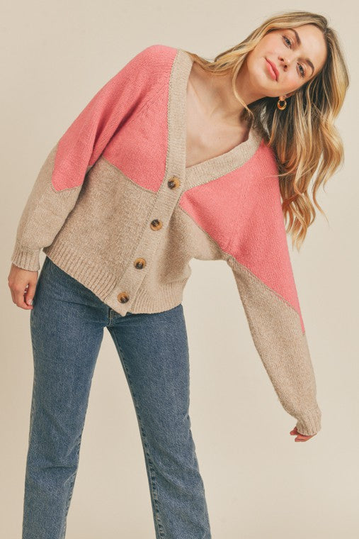 Color block Cardigan Sweater