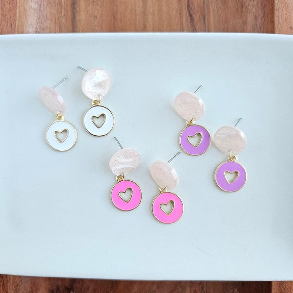 Amora Heart Earrings - Pink