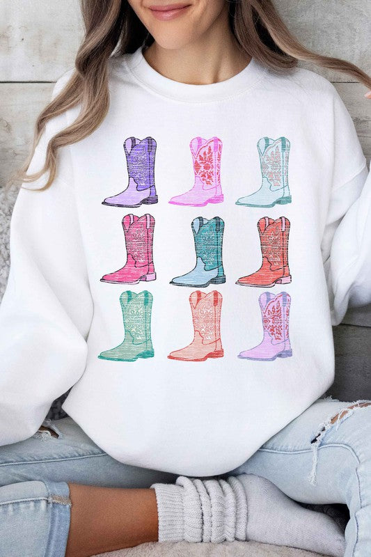 COWGIRL BOOTS WESTERN COUNTRY GRAPHIC SWEATSHIRT