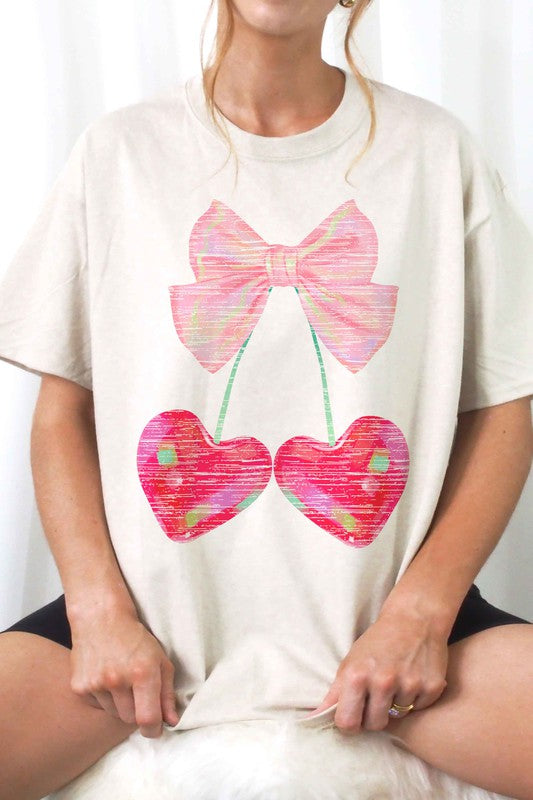 CHERRY RIBBON VALENTINES GRAPHIC TEE