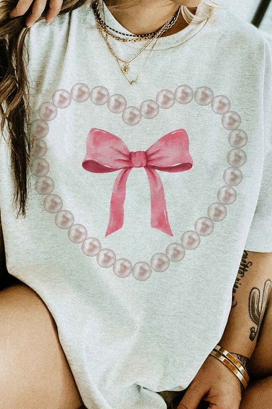 PEARL HEART BOW GRAPHIC TEE