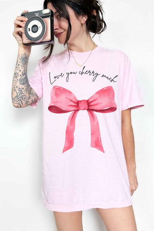 LOVE YOU CHERRY MUCH COQUETTE BOW GRAPHIC TEE