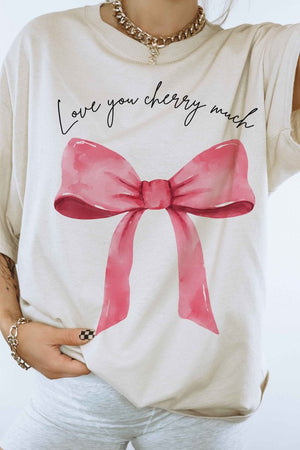 LOVE YOU CHERRY MUCH COQUETTE BOW GRAPHIC TEE