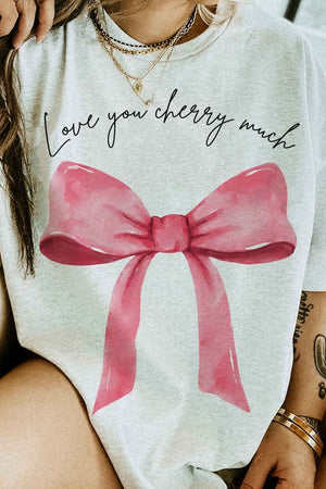 LOVE YOU CHERRY MUCH COQUETTE BOW GRAPHIC TEE