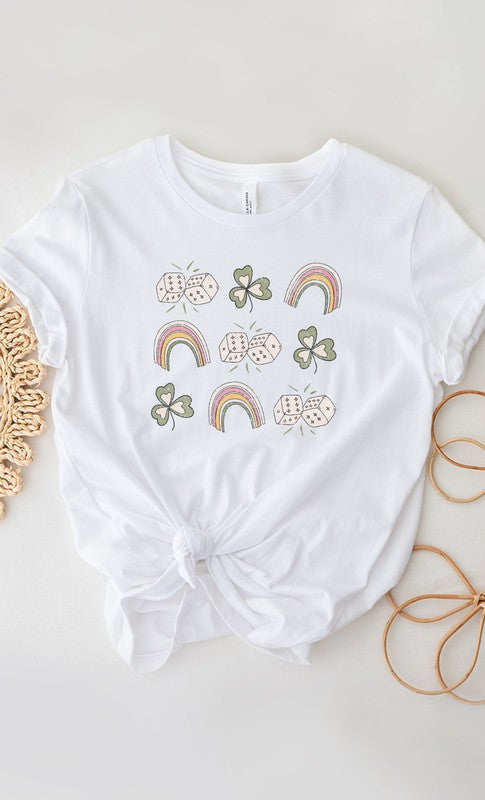 Lucky Dice Clover and Rainbow Graphic Tee