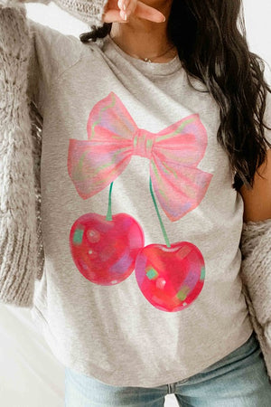 RETRO CHERRY WITH RIBBON Graphic T-Shirt