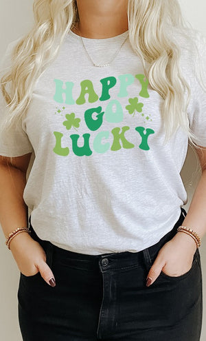 Happy Go Lucky Clovers St Patricks Graphic Tee