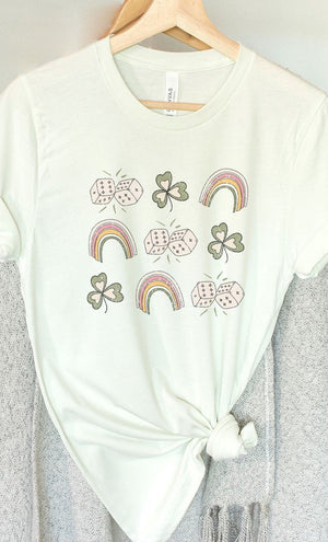 Lucky Dice Clover and Rainbow Graphic Tee