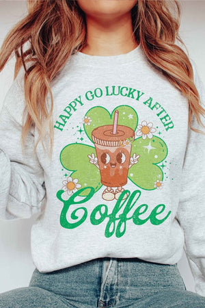 HAPPY GO LUCKY AFTER COFFEE Graphic Sweatshirt