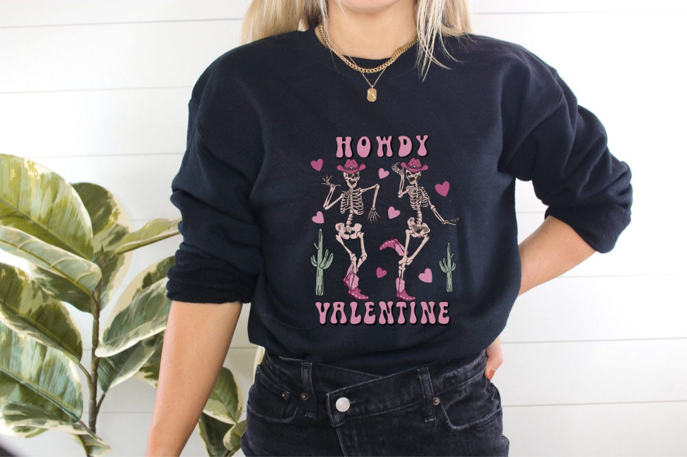 'Howdy Valentine' Skeleton Sweatshirt